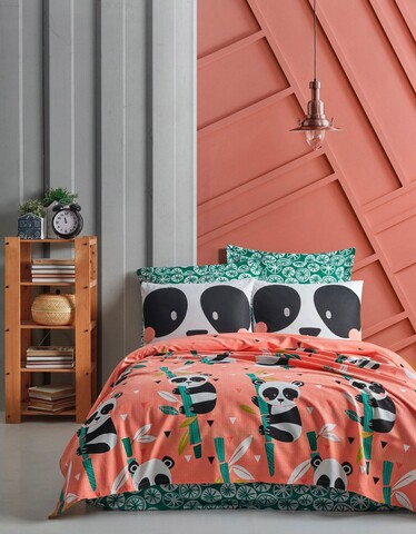 Cuvertura matlasata dubla (EU) (IT), L'essentiel Maison, Panida, Bumbac, Roz / Verde / Negru / Alb