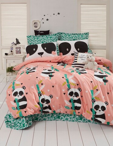 Lenjerie de pat dubla (DE), 3 piese, L'essentiel Maison, Panida, 65% bumbac/35% poliester, Roz