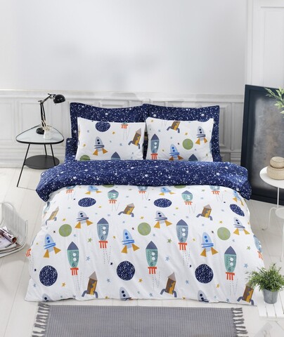 Lenjerie de pat dubla (DE), 3 piese, L'essentiel Maison, Spacex, 65% bumbac/35% poliester, Multicolor