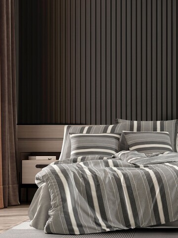 Lenjerie de pat dubla (DE), 3 piese, L'essentiel Maison, Dakar, Bumbac;Poliester, Negru / Gri / Alb