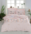 Lenjerie de pat dubla Super King (FR), 3 piese, L'essentiel Maison, Unicornlar, 65% bumbac/35% poliester, Roz / Bej