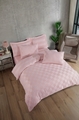Lenjerie de pat dubla Super King (FR), 3 piese, L'essentiel Maison, Kareli Saten, Bumbac;Poliester, Roz pudra