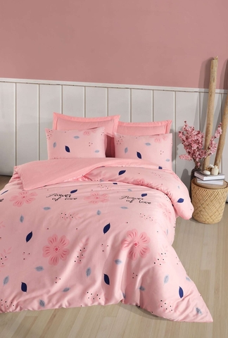 Lenjerie de pat dubla (DE), L'essentiel Maison, FlowerofLove, Bumbac;Poliester, Roz pudra