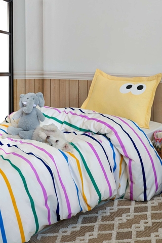 Lenjerie de pat pentru o persoana Single XXL (DE), 2 piese, L'essentiel Maison, Funny, 65% bumbac/35% poliester, Galben