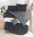 Set cuvertura matlasata dubla King (FR), 3 piese, L'essentiel Maison, Mix, 65% bumbac/35% poliester, Negru / Fume