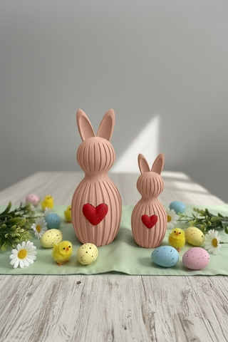 Set suporturi lumanari, Easter Bunny, Bioplastic, Pudră / Roșu