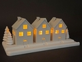 Suport lumanare, Winter Village, 25x11x10 cm, Bioplastic, Crem