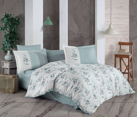 Lenjerie de pat dubla 4 piese, L'essentiel Maison, Estate v2, Albastru