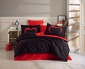 Lenjerie de pat dubla, L'essentiel Maison, Amore, Negru/Rosu