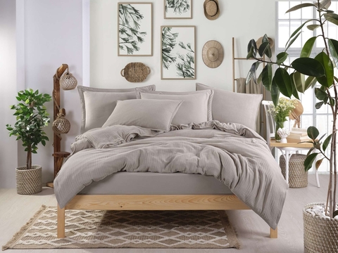 Set de huse de pilotă duble din muselină, L'essentiel Maison, Muslin, Cappuccino