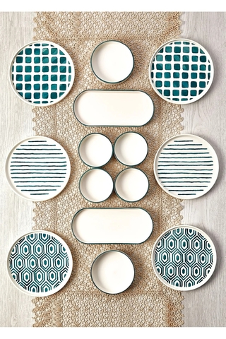 Set de mic dejun, Hermia, 430KSV1385, Platou: 25 x 11 x 3,5 cm (2 bucăți), Multicolor