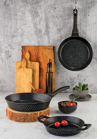Set vase de gatit, Hermia, 357NYP1115, Dimensiune tigaie: 24 x 24 cm (1 bucată) , Negru