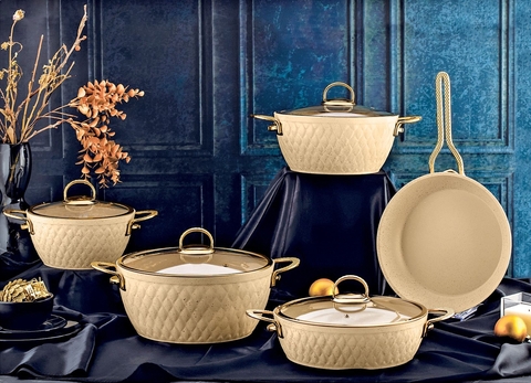 Set vase pentru gatit, Hermia, 357NYP1110, Ghiveci 2: 24 cm / 6,5 l (1 bucată), Crem