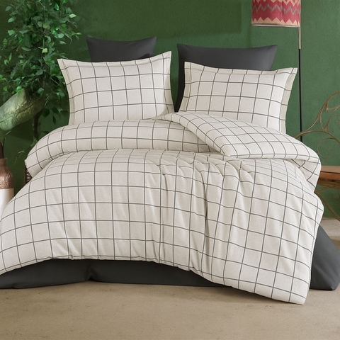 Set lenjerie de pat pentru o persoana Single XL (DE), 2 piese, L'essentiel Maison, Graph, Alb