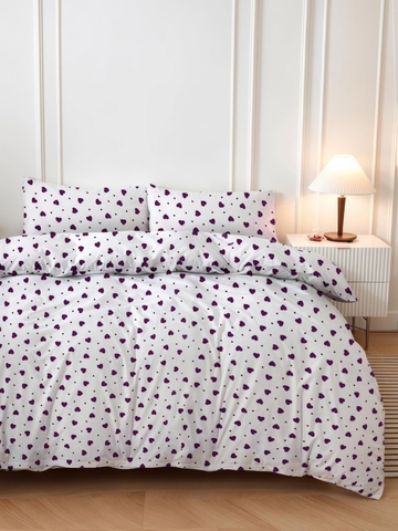 Set lenjerie de pat pentru o persoana Single XL (DE), 2 piese, L'essentiel Maison, Love Heart, Lila