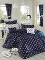 Set lenjerie de pat pentru o persoana Single XL (DE), 2 piese, L'essentiel Maison, Starz, Albastru inchis/Alb