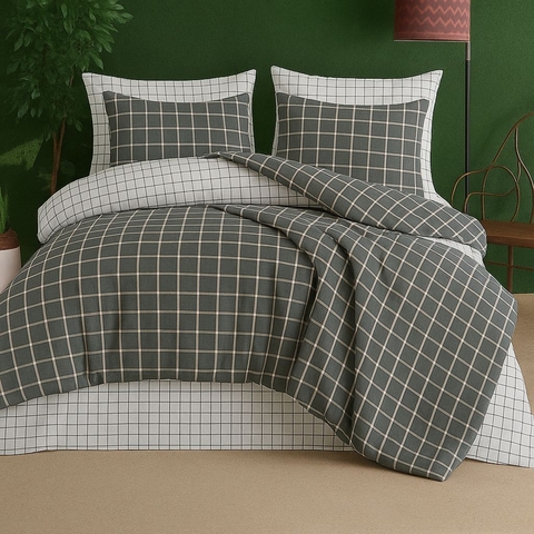 Lenjerie de pat dubla King (IT), 3 piese, L'essentiel Maison, Graph, Antracit