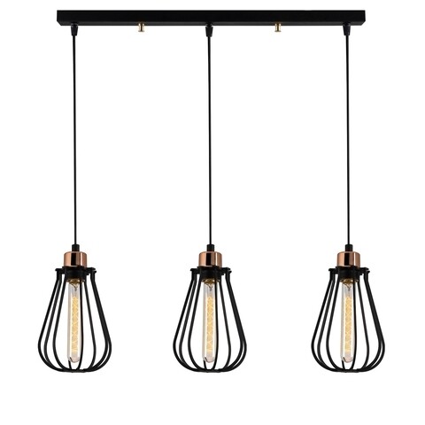 Lustra Fetiye N-1113, Noor, 65 x 112 cm, 3 x E27, 100W, negru