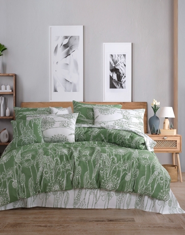 Lenjerie de pat dubla Super King (EU) (IT), 3 piese, L'essentiel Maison, Lara, Verde/Alb