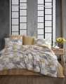 Lenjerie de pat dubla Super King (FR), 3 piese, L'essentiel Maison, Serra, Galben / Alb / Gri