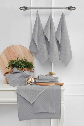 Set prosoape de bucatarie, Hermia, 994PRL1135, Dimensiune: 40 x 60 cm (10 bucăți), Gri inchis