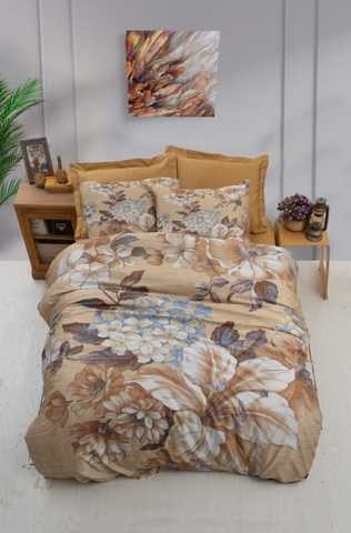 Lenjerie de pat pentru o persoana (DE), 2 piese, L'essentiel Maison, 475, Bej / Maro / Alb