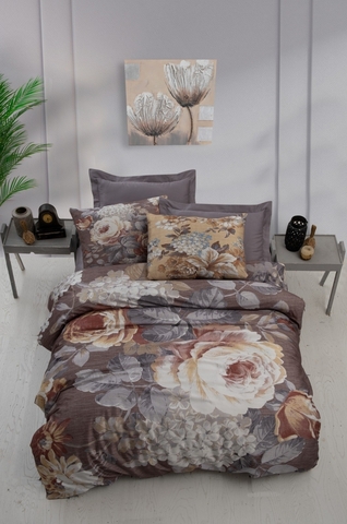 Lenjerie de pat dubla King (FR), 3 piese, L'essentiel Maison, 469, Gri / Maro / Bej