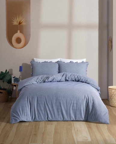 Lenjerie de pat dubla, L'essentiel Maison, Veronika, Albastru