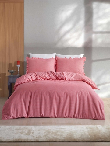 Lenjerie de pat dubla, L'essentiel Maison, Veronika, Rosu