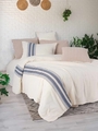Lenjerie de pat dubla, L'essentiel Maison, Bononni, Crem / Albastru marin