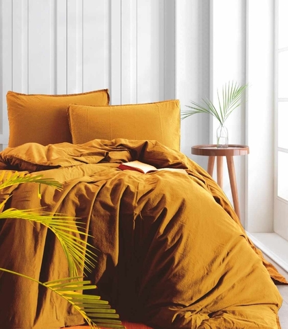 Lenjerie de pat dubla, L'essentiel Maison, Ephesus, Galben mustar