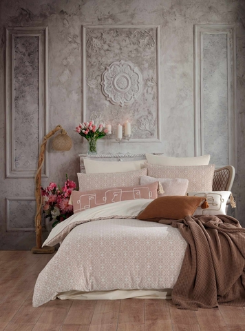 Lenjerie de pat dubla, L'essentiel Maison, Traditional, Crem