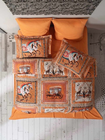 Lenjerie de pat dubla, L'essentiel Maison, Hermes, Portocaliu