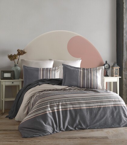 Lenjerie de pat dubla (DE), L'essentiel Maison, Ash, Gri / Alb / Maro / Bej