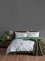 Lenjerie de pat dubla Super King (EU) (IT), L'essentiel Maison, Meltem, Alb/Verde
