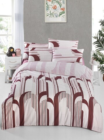 Lenjerie de pat pentru o persoana Single XXL (DE), L'essentiel Maison, Rodya, Roșu Claret / Alb