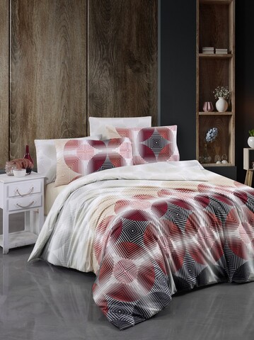 Lenjerie de pat pentru o persoana Single XL (DE), L'essentiel Maison, Bisa, Roșu / Alb / Bej / Negru