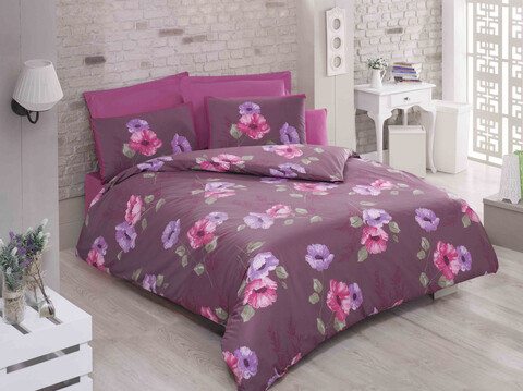 Lenjerie de pat dubla (ES), L'essentiel Maison, Violine, Roșu Claret / Liliac / Roz / Verde