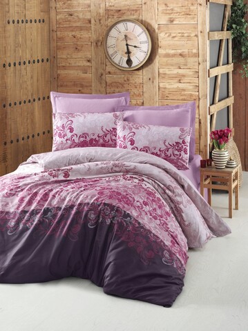 Lenjerie de pat dubla King (DE), L'essentiel Maison, Rina, Roz / Liliac / Crem / Roz