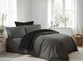 Lenjerie de pat dubla Super King (FR), L'essentiel Maison, Anthracite, Negru, Antracit / Negru