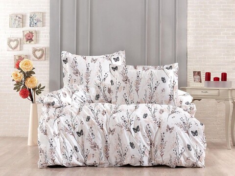 Lenjerie de pat pentru o persoana Single XXL (DE), L'essentiel Maison, Pure, Alb / Maro deschis / Negru / Gri