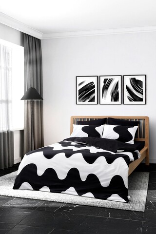 Lenjerie de pat dubla (DE), L'essentiel Maison, Flow, Negru
