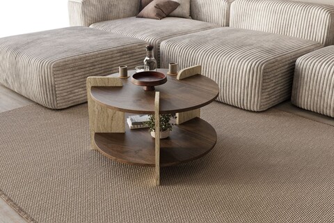 Masuta de cafea, Hanah Home, Oalla, 70x45x70 cm, Nuc / Travertin