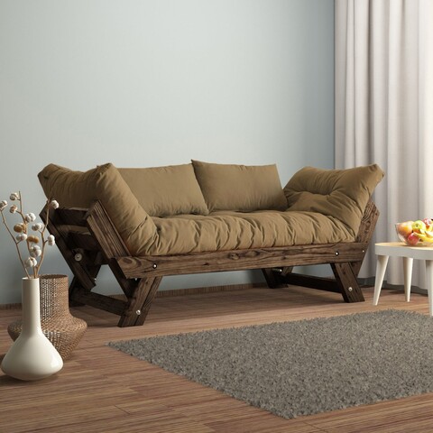 Canapea de gradina cu 2 locuri, Hanah Home, CPT8119-210, Nuc / Cămilă