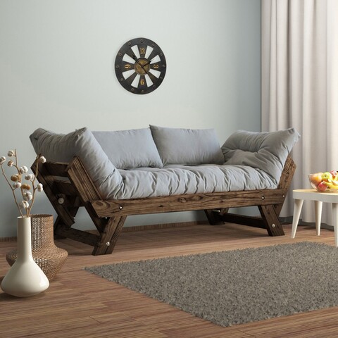 Canapea de gradina cu 2 locuri, Hanah Home, CPT8113-210, Nuc / Gri