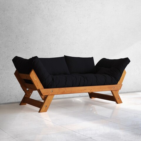 Canapea de gradina cu 2 locuri, Hanah Home, CPT8105-210, Tec / Negru