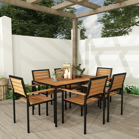 Set masa si scaune de gradina 7 piese, Hanah Home, CPT7707-150, Maro