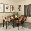 Set masa si scaune de gradina 7 piese, Hanah Home, CPT7707-150, Maro