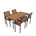 Set masa si scaune de gradina 5 piese, Hanah Home, CPT7706-150, Maro