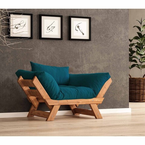 Fotoliu de gradina, Hanah Home, CPT8158-140, Teak / Verde Petrol